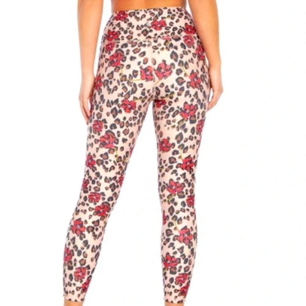 WILDFOX Sport Like New Contender Compression Ankle Leggings in Floral Leopard L